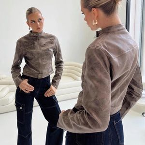 Bella Moto Jacket in Chocolate from Lioness